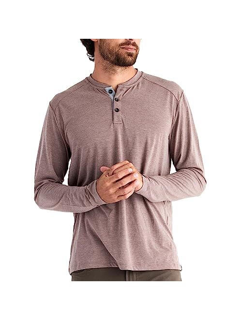 Free Fly Men's Bamboo Flex Henley - Premium-Weight Men's Henley Shirt - Long Sleeve Shirt for Men - Sun Protection UPF 50+