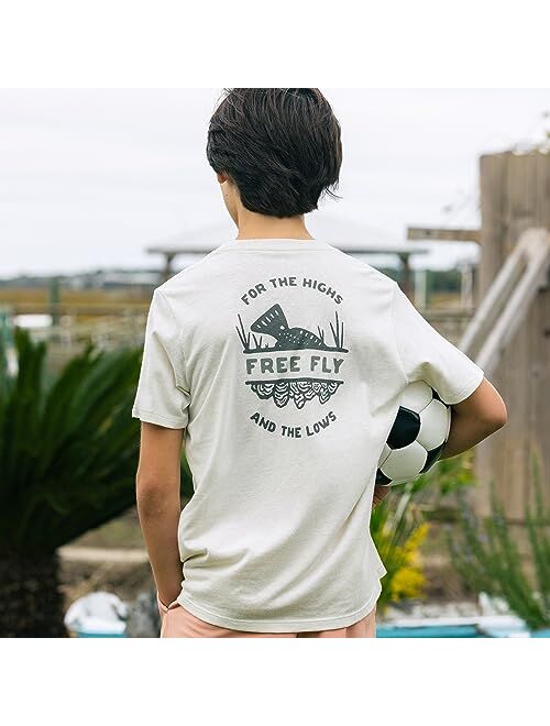 Free Fly Youth Highs and Lows Tee - Graphic Tee for Kids - Ultra-Soft Cotton-Blend T-Shirt