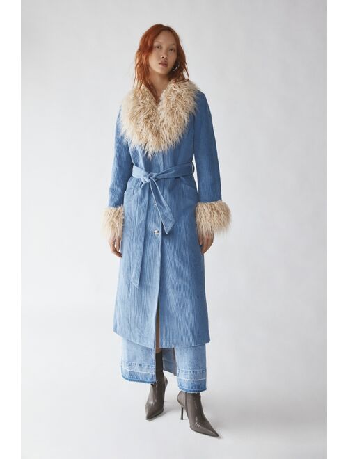 Urban Outfitters UO Tasha Faux Fur Corduroy Longline Coat