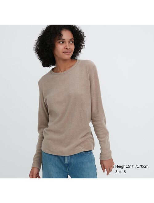 Uniqlo HEATTECH Fleece Crew Neck Long-Sleeve T-Shirt