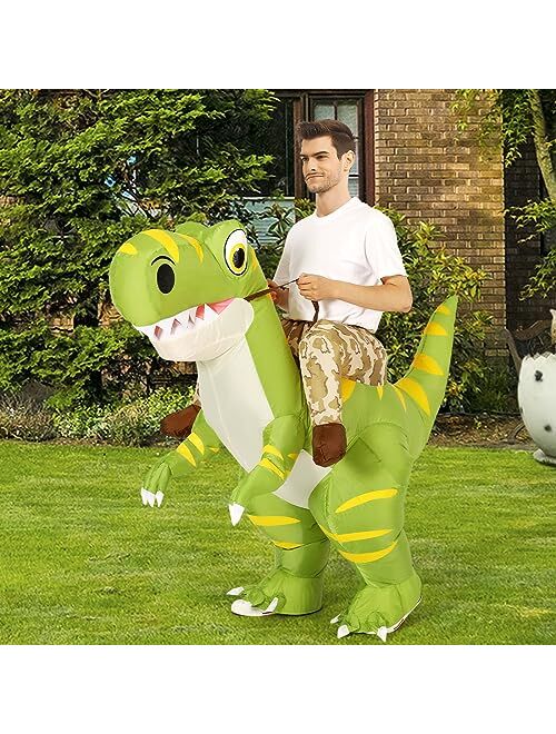 GOOSH Inflatable Dinosaur Costume for Adult Halloween Costume Women Man Funny Blow up Costume for Halloween Party Cosplay