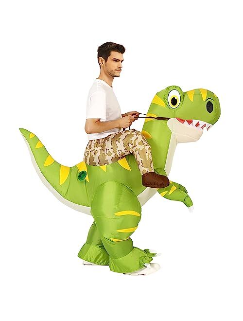 GOOSH Inflatable Dinosaur Costume for Adult Halloween Costume Women Man Funny Blow up Costume for Halloween Party Cosplay