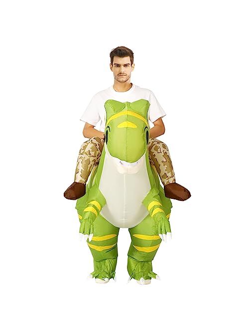 GOOSH Inflatable Dinosaur Costume for Adult Halloween Costume Women Man Funny Blow up Costume for Halloween Party Cosplay