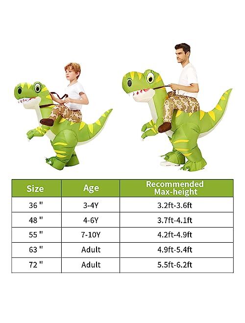 GOOSH Inflatable Dinosaur Costume for Adult Halloween Costume Women Man Funny Blow up Costume for Halloween Party Cosplay