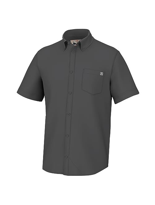 HUK Men's Kona Solid Short Sleeve Fishing Button Down Shirt