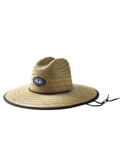 Men's Camo Patch Straw Wide Brim Fishing Hat