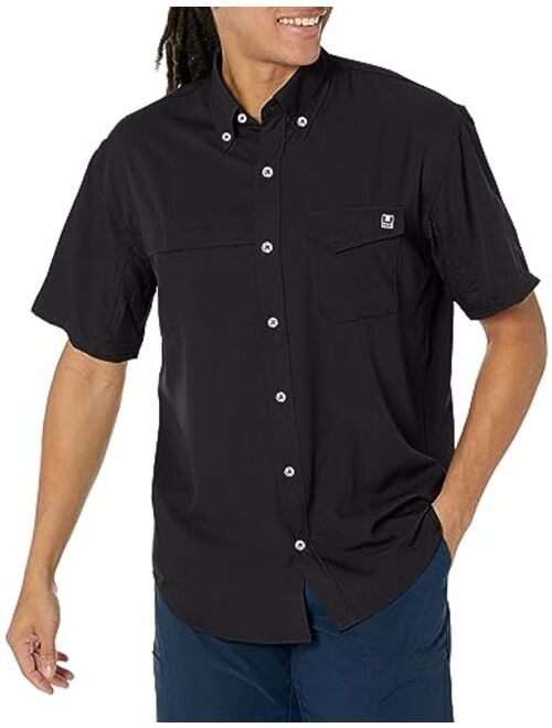 HUK Men's Tide Point Solid Short Sleeve Shirt, Button