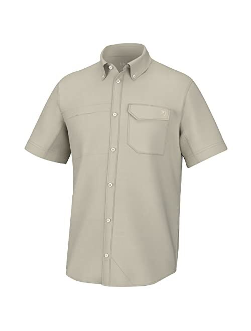 HUK Men's Tide Point Solid Short Sleeve Shirt, Button