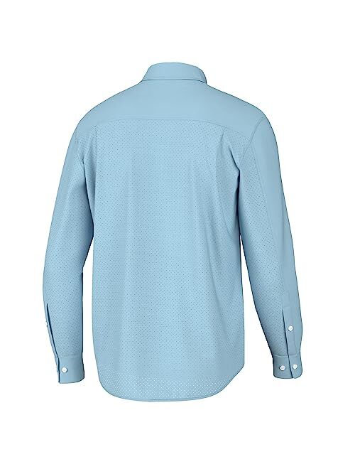 HUK Men's Tide Point Solid Long Sleeve Shirt, Button