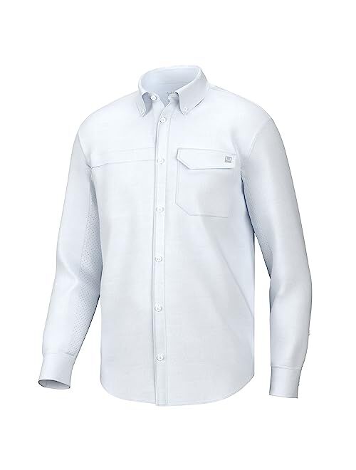 HUK Men's Tide Point Solid Long Sleeve Shirt, Button