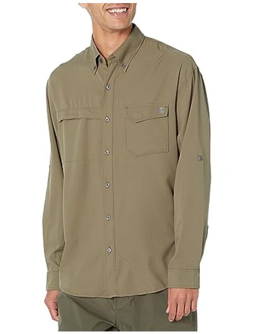 HUK Men's Tide Point Solid Long Sleeve Shirt, Button