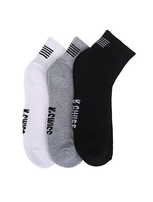 K-Swiss Men's 6 Pairs Breathable, Lightweight, Athletic, Hiking Cushioned Socks - Quarter Socks for Men