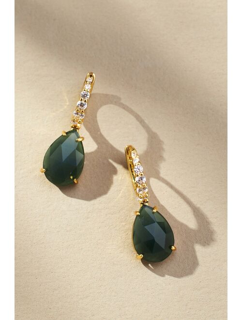 By Anthropologie Crystal Hoop Stone Pendant Earrings