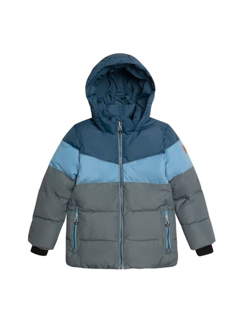 Deux par Deux Boy Puffy Jacket Green And Teal Color Block - Toddler|Child