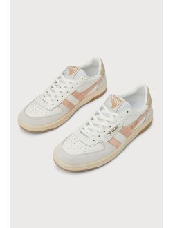 Hawk White and Pastel Pink Color Block Suede Sneakers
