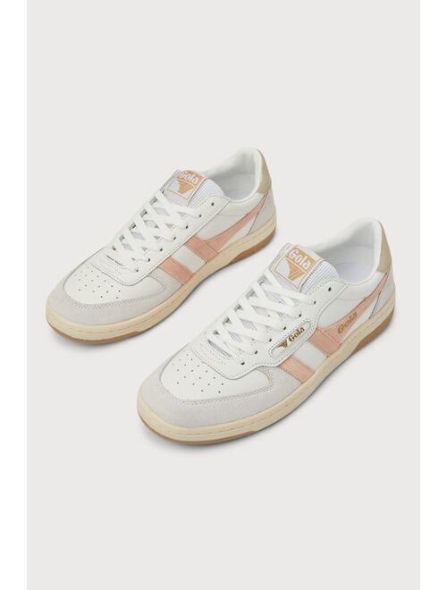 Gola Hawk White and Pastel Pink Color Block Suede Sneakers