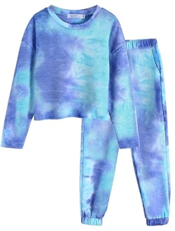 Girls Tie Dye Outfits Sweatsuits Set Cute Pullover Hoodies Sweatshirts Jogger Sweatpants Outfit