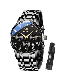 Men Multifunction Watch, Multi Dial Waterproof Luminous Chronograph Men's Watch with Date Gift for Men,Stainless Steel Watches for Men,Classic Men Wrist Watch