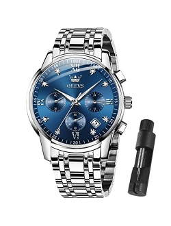 Men Multifunction Watch, Multi Dial Waterproof Luminous Chronograph Men's Watch with Date Gift for Men,Stainless Steel Watches for Men,Classic Men Wrist Watch