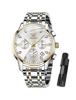 Men Multifunction Watch, Multi Dial Waterproof Luminous Chronograph Men's Watch with Date Gift for Men,Stainless Steel Watches for Men,Classic Men Wrist Watch