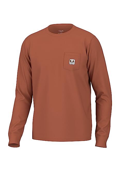 HUK Men's Long Sleeve U Patch Pocket Tee, Fishing T-Shirt