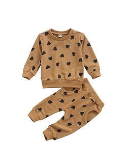 Rsrzrcj Kids Toddler Baby Girl Fall Winter Clothes Waffle Knit Long Sleeve Pullover Sweatshirt Top and Pants 2PCS Outfits Set