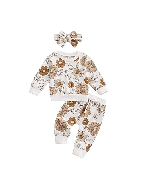 Rsrzrcj Kids Toddler Baby Girl Fall Winter Clothes Waffle Knit Long Sleeve Pullover Sweatshirt Top and Pants 2PCS Outfits Set