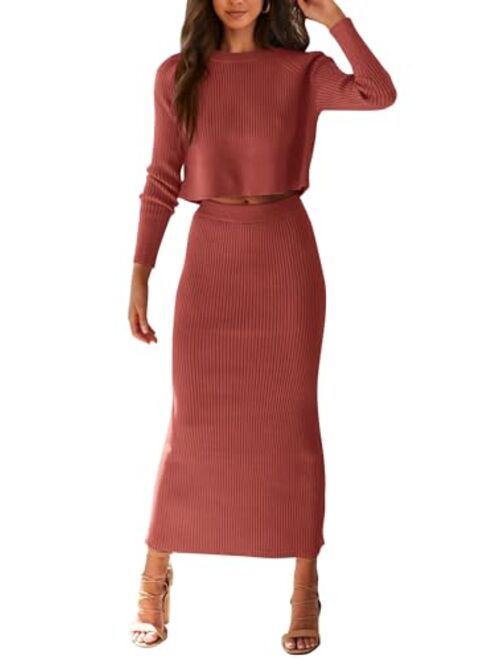 Sweater Sets for Women 2 Piece Knit Long Sleeves Top and Bodycon