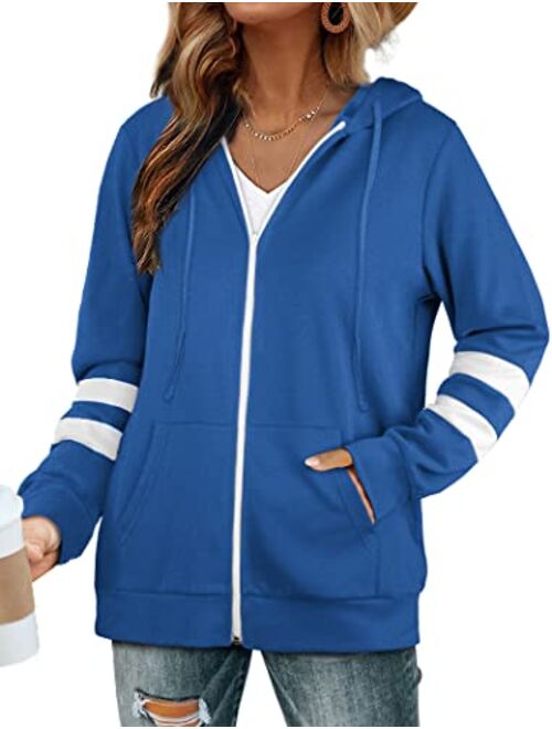 Bofell Womens Fashion Hoodies for Women Zip Up Sweatshirts Jackets Trending Now 2023