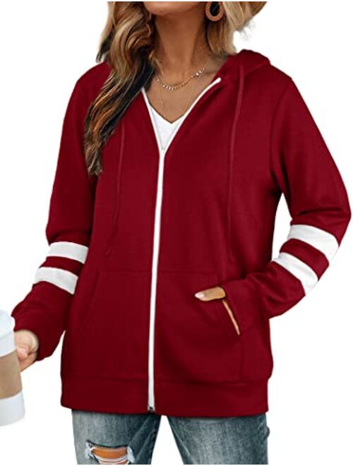 Bofell Womens Fashion Hoodies for Women Zip Up Sweatshirts Jackets Trending Now 2023