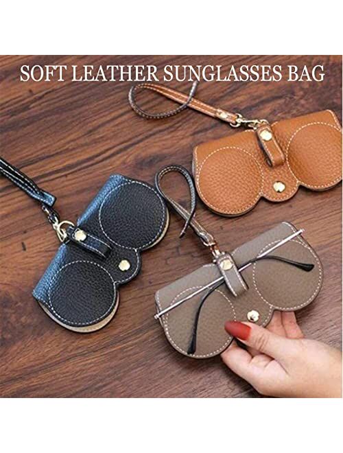 Grewas Soft Leather Sunglasses Bag, Leather Glasses Case Holder Portable Soft Leather Sunglasses Bag Slim Sunglasses Pouch