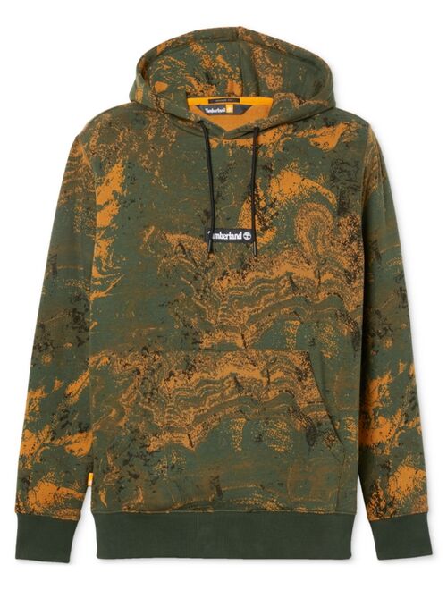 Timberland Men's Allover Printed Kangaroo Pocket Pullover Hoodie