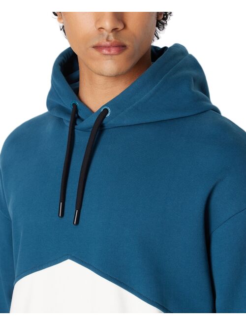 A|X Armani Exchange Men's Long Sleeve Two-Tone Drawstring Hoodie