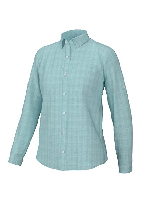 HUK Women's Tide Point Pattern Long Sleeve Shirt, Button