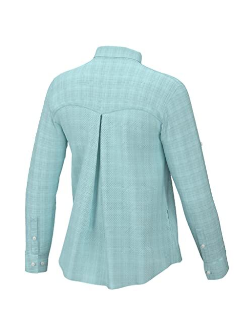 HUK Women's Tide Point Pattern Long Sleeve Shirt, Button