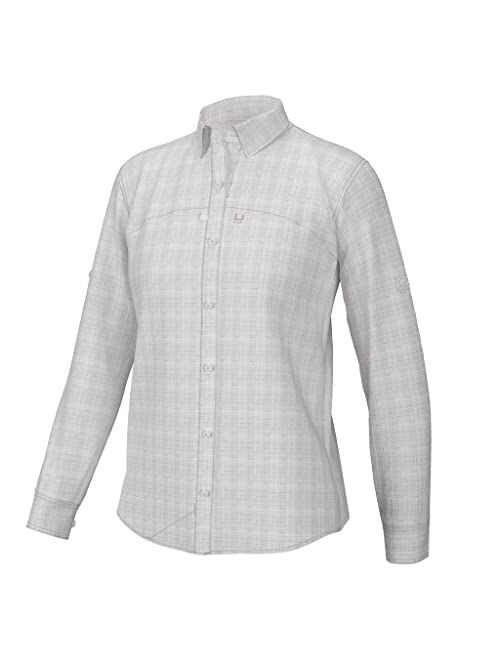 HUK Women's Tide Point Pattern Long Sleeve Shirt, Button