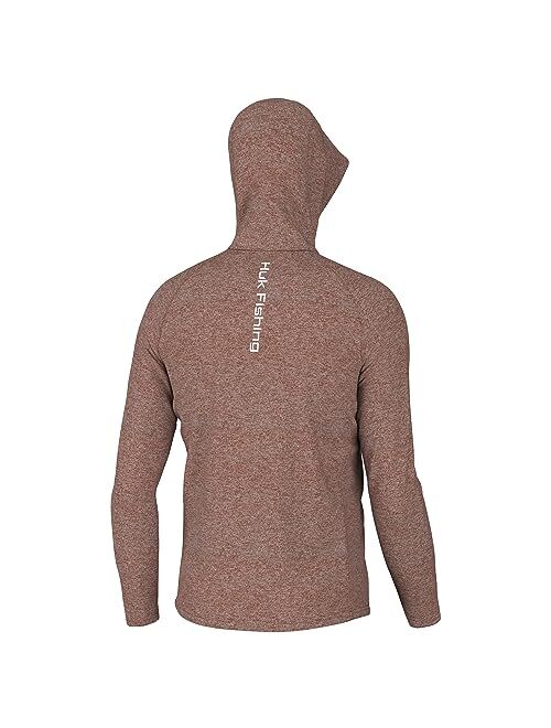 HUK Men's Pursuit Heather Hoodie, Sun Protecting Fishing Shirt with Hood