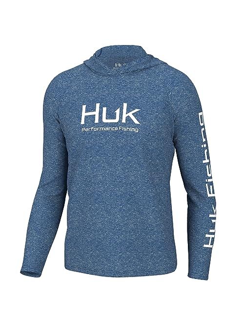 HUK Men's Pursuit Heather Hoodie, Sun Protecting Fishing Shirt with Hood