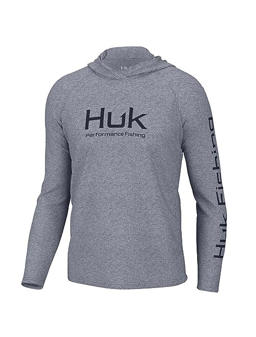 HUK Men's Pursuit Heather Hoodie, Sun Protecting Fishing Shirt with Hood