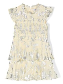 Kids pleated jacquard tiered dress