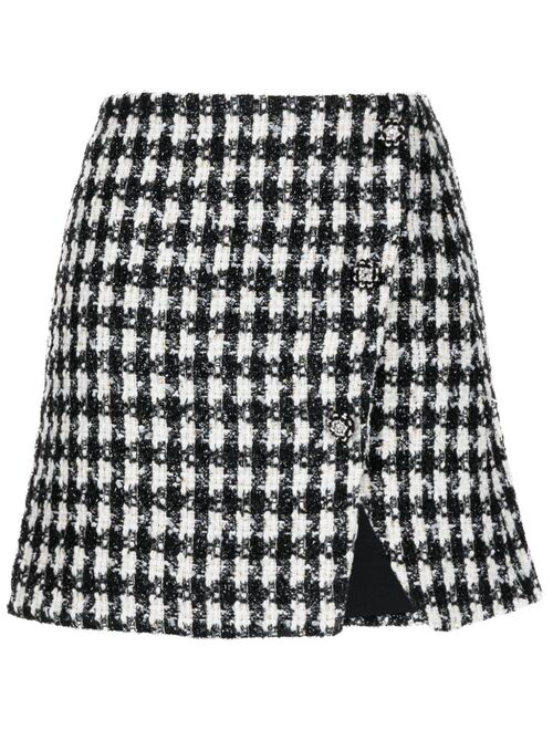 Self-Portrait houndstooth boucle skirt