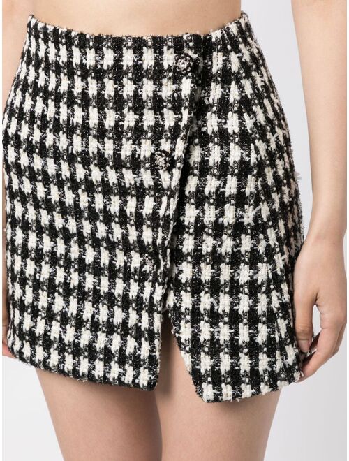 Self-Portrait houndstooth boucle skirt