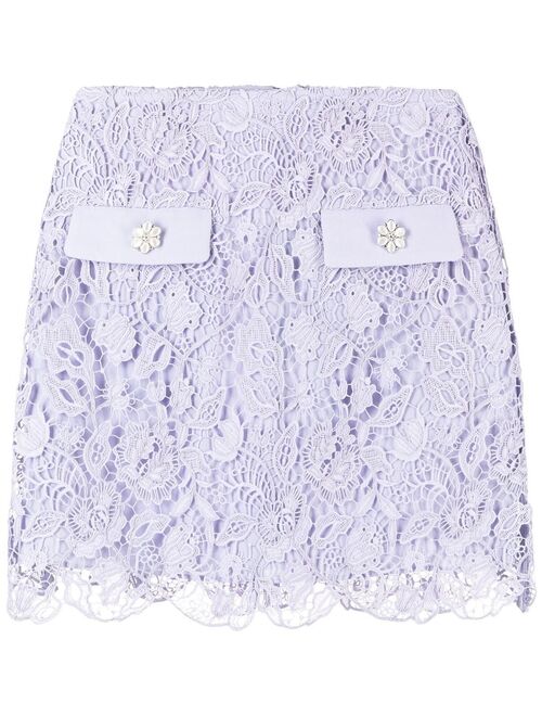 Self-Portrait lace-overlay miniskirt