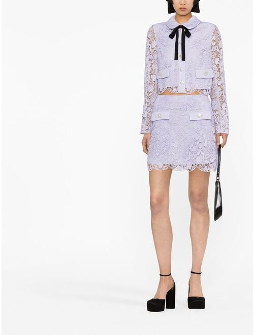 Self-Portrait lace-overlay miniskirt