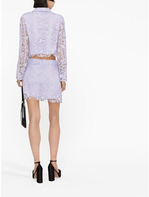 Self-Portrait lace-overlay miniskirt