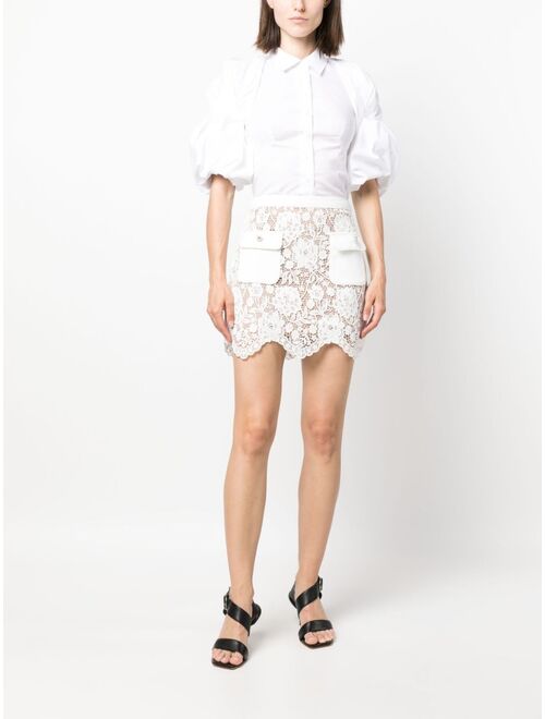 Self-Portrait floral-lace miniskirt