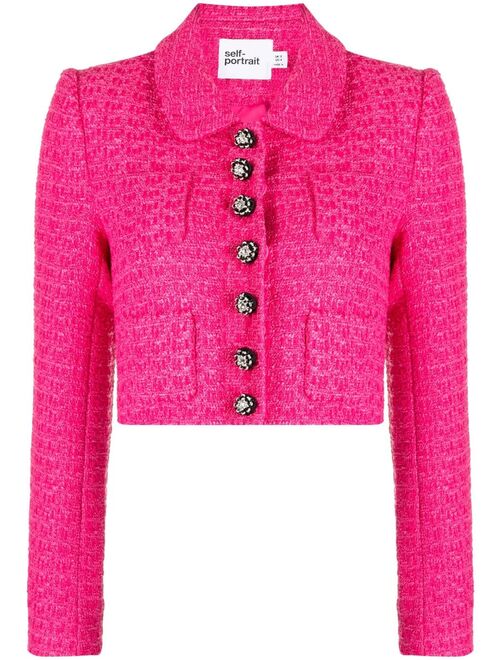 Self-Portrait boucle buttoned cropped jacket