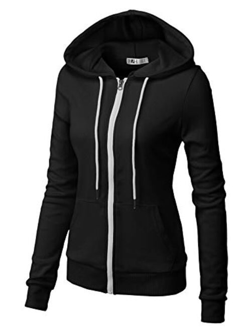 H2H Women's Slim Fit Zip Up & Pullover Hoodie Lightweight Long Sleeve Kangaroo Pocket Basic Casual Sweatshirt