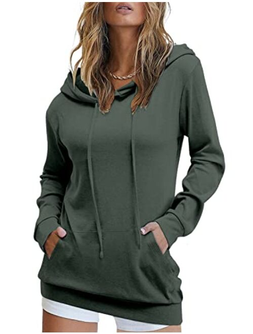 MODARANI Womens Pullover Hoodie Sweatshirts Casual Tunic Tops Kangaroo Pocket Shirts Tie Dye&Floral Print