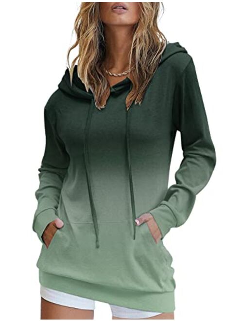 MODARANI Womens Pullover Hoodie Sweatshirts Casual Tunic Tops Kangaroo Pocket Shirts Tie Dye&Floral Print